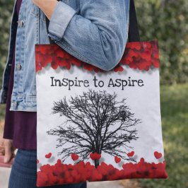 Bolso De Tela Árbol de Corazón Rojo Arte Romántico con Cita Insp