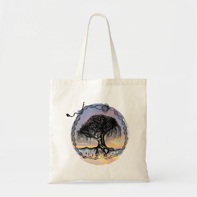 Bolso De Tela Árbol de diosas si miran al atardecer (Frente)