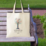 Bolso De Tela Árbol de familia Rainbow de Reunión Familiar<br><div class="desc">Estas divertidas y elegantes bolsas de té están decoradas con un árbol familiar en los colores del arcoiris. Personalizar con su apellido y el año. Este diseño único es una impresión de mi mosaico de árbol de familia que fue hecho de pequeños trozos de vidrio de colores brillantes. Original Mosaico...</div>