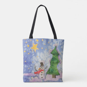 Bolso De Tela Árbol De Feliz Navidad Y Cuaderno De Snowman Escar