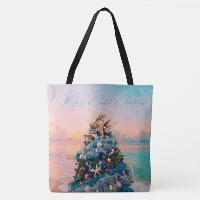 Bolso De Tela Árbol de feriados tropical de playa para Navidades (Anverso)