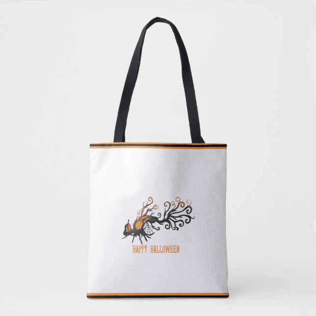 Bolso De Tela Árbol de Halloween/Octubre/Caída/Calabaza (Anverso)