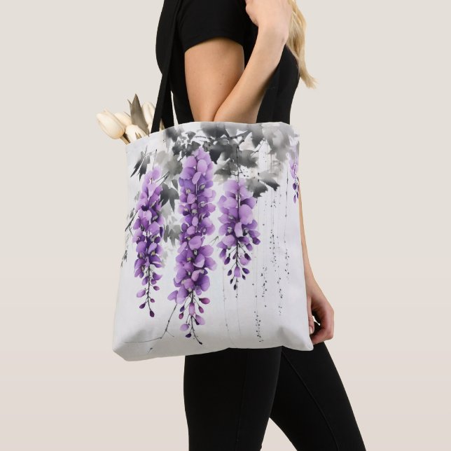 Bolso De Tela Árbol de histeria de flores moradas (Detalle)