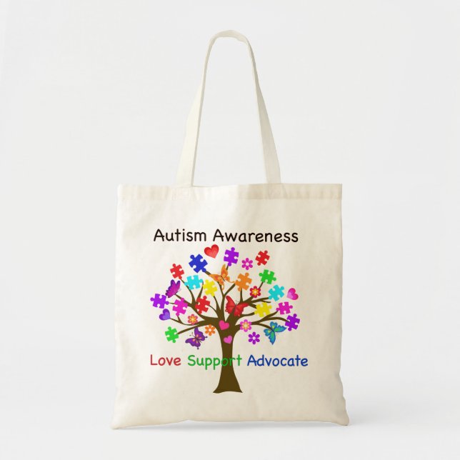 Bolso De Tela Árbol de la conciencia del autismo (Frente)