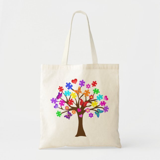 Bolso De Tela Árbol de la conciencia del autismo (Frente)