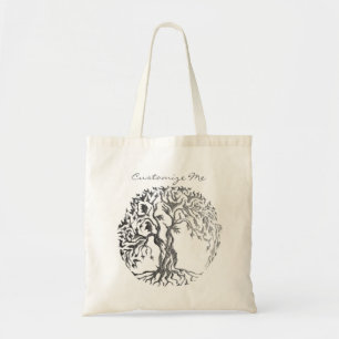 Bolso De Tela Árbol de Mehndi de la vida (alheña) (plata)