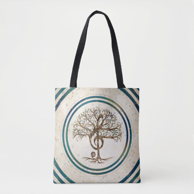 Bolso De Tela Árbol de música Treble Clef (Anverso)