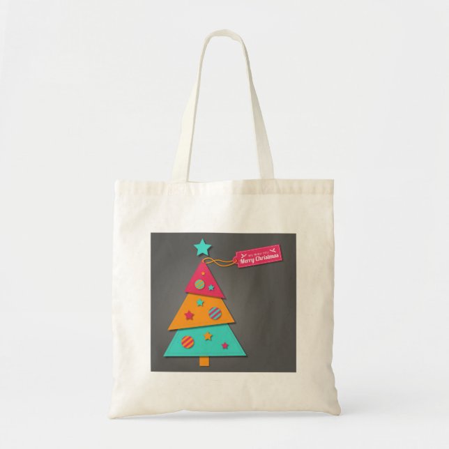 Bolso De Tela Arbol de Navidad brillante lindo arte moderno (Frente)