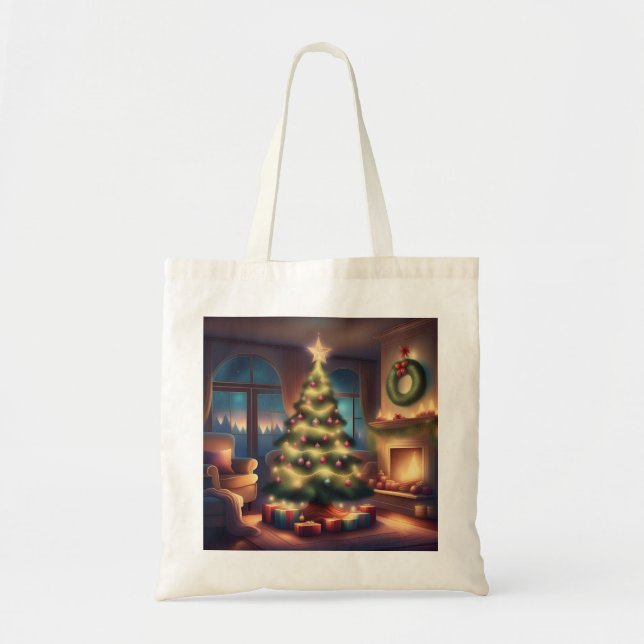 Bolso De Tela Árbol de Navidad cálido (Frente)