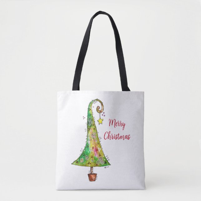 Bolso De Tela Árbol de Navidad caprichoso (Anverso)