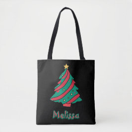 Bolso De Tela Árbol de Navidad Chicas Nombre Negra Compras