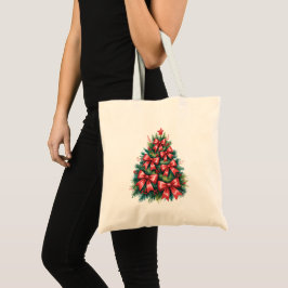 Bolso De Tela Árbol de Navidad con Lazos Rojos Festivo Navideño