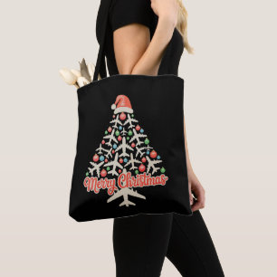 Bolso De Tela Árbol de Navidad de Avión Piloto Navidad Vacacione