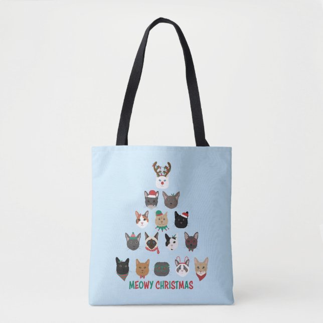 Bolso De Tela Árbol de Navidad de gato (Anverso)