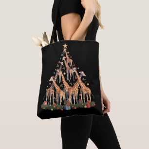 Bolso De Tela Árbol de Navidad de jirafa Santa Granja de vida si