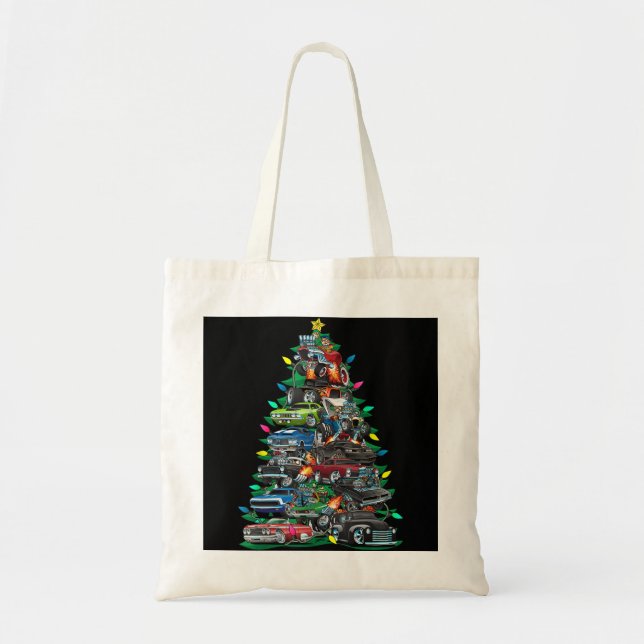 Bolso De Tela ¡Árbol de Navidad de la locura del auto! Los coche (Frente)