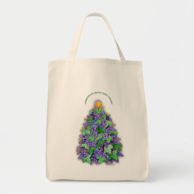 Bolso De Tela Árbol de navidad de las uvas de Napa Valley (Frente)