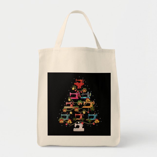 Bolso De Tela Árbol de Navidad de máquina de coser (Frente)