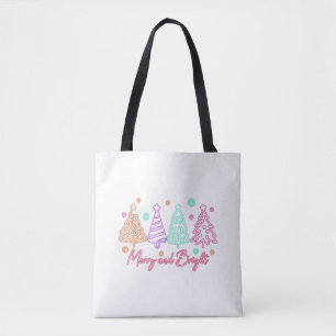 Bolso De Tela Árbol de Navidad de neón Alegre y Brillante