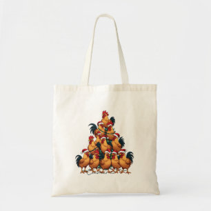 Bolso De Tela Árbol de navidad de pollo Feliz Navidad Divertidas