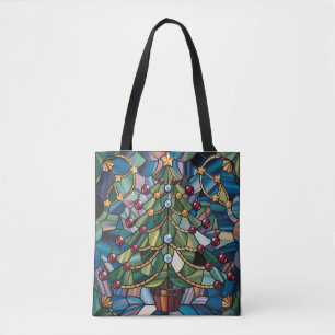 Bolso De Tela Árbol de Navidad de Vidrio Pintado Estilo Tiffany