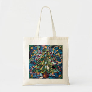Bolso De Tela Árbol de Navidad de Vidrio Pintado Estilo Tiffany