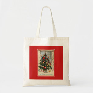 Bolso De Tela Árbol de Navidad Decorado Vintage Rojo