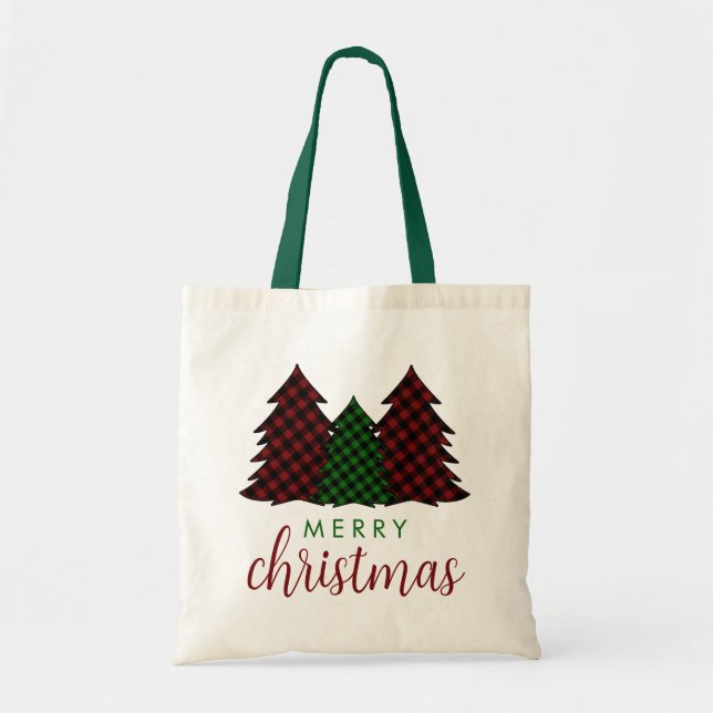 Bolso De Tela Árbol de navidad del patrón revestido de navidad (Frente)