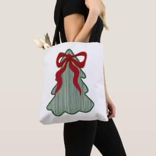 Bolso De Tela Árbol de Navidad Elegante Lazo Rojo Dibujado a Man