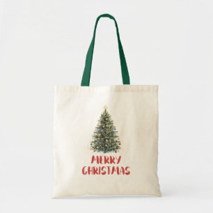 Bolso De Tela Árbol de Navidad en acuarela rústica Navidades