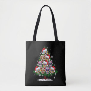 Bolso De Tela Árbol de Navidad Flor Mexicana Azúcar Skull Santa 
