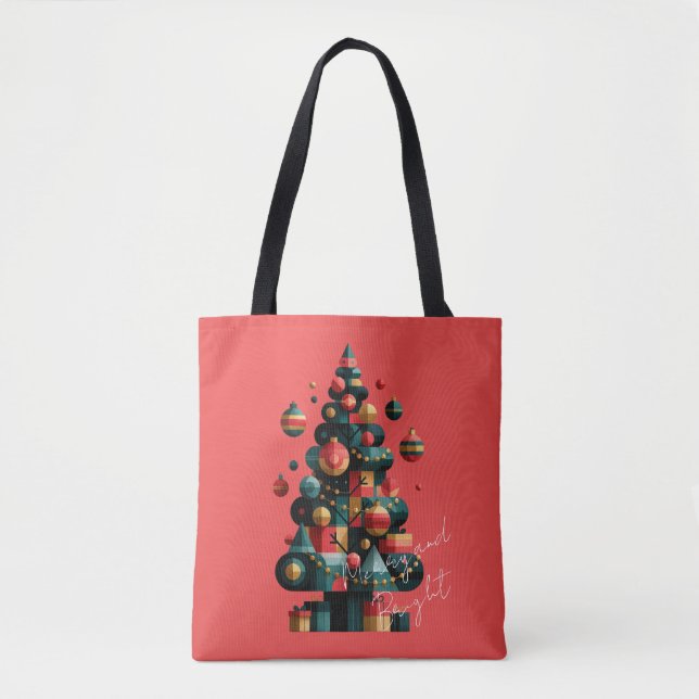 Bolso De Tela Árbol de Navidad geométrico  (Anverso)