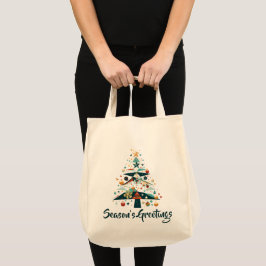 Bolso De Tela Árbol de Navidad geométrico con estrellas doradas