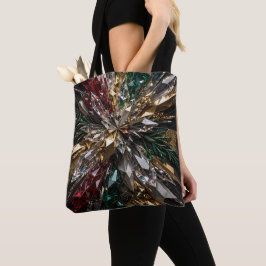 Bolso De Tela Árbol de Navidad geométrico de mosaico dorado