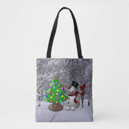 Bolso De Tela Árbol de Navidad, Hombre de Nieve, Escena de Nieve