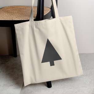 Bolso De Tela Árbol de Navidad minimalista Blanco y negro simp