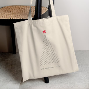 Bolso De Tela Árbol de Navidad mínimo Red Star Clean Simple