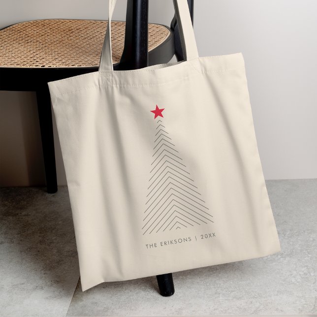 Bolso De Tela Árbol de Navidad mínimo | Red Star Clean Simple (Subido por el creador)
