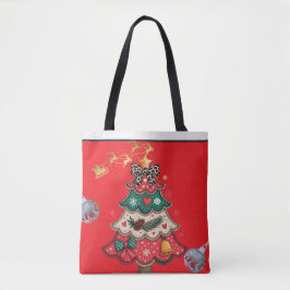Bolso De Tela Árbol de Navidad moderno colorido