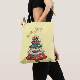Bolso De Tela Árbol de Navidad moderno colorido