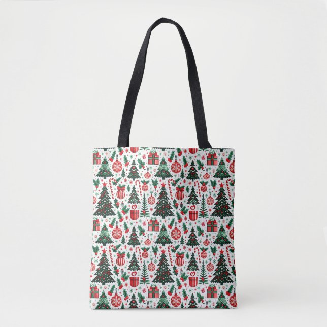 Bolso De Tela Árbol de Navidad, regalos, caramelos (Anverso)