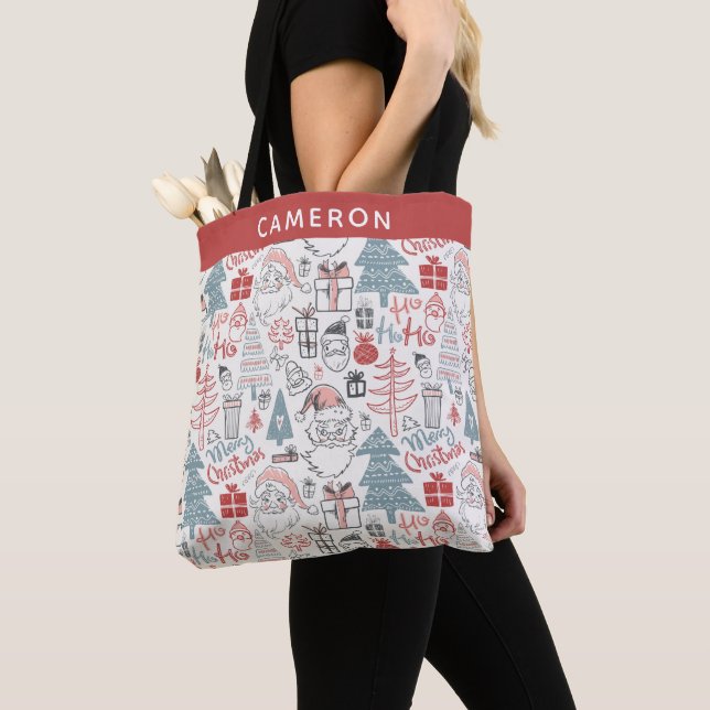 Bolso De Tela Árbol de navidad Santa caprichoso personalizado (Detalle)