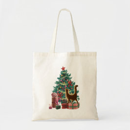 Bolso De Tela Árbol de Navidad y un gato Naranja travieso