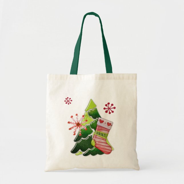 Bolso De Tela Árbol de Navidad y Whimsey aleteado (Frente)