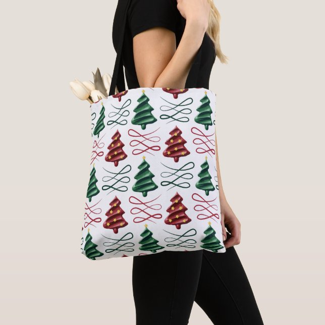 Bolso De Tela Árbol de navidades dibujado con lápiz labial verde (Detalle)
