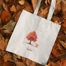 Bolso De Tela Árbol de otoño personalizado y ardilla