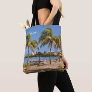 Bolso De Tela Árbol de palmas de playa de las Islas Vírgenes d