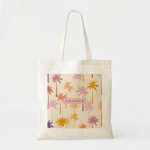 Bolso De Tela Árbol de palmas tropicales de sol Pastel personali