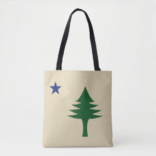 Bolso De Tela Árbol de pino y bandera de la estrella 1901 del es
