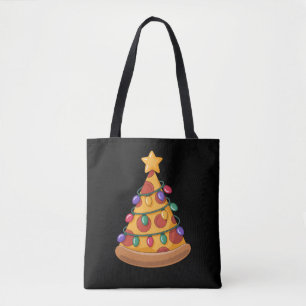 Bolso De Tela Árbol de Pizza Luces de Navidad Familia Amante de